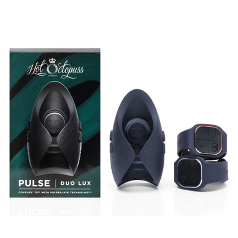 Hot Octopuss Pulse Duo Lux couples vibrator with two wrist remotes.