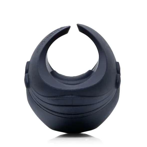 Dark grey couples vibrator with dual wrist remotes.