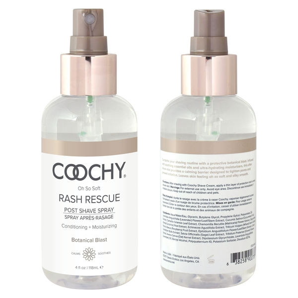 Coochy Rash Rescue Post Shave Spray in Botanical Blast scent.
