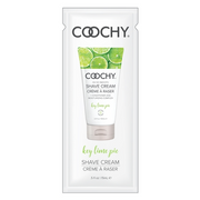 Coochy Key Lime Pie moisturizing shave cream in a 0.5oz travel size.