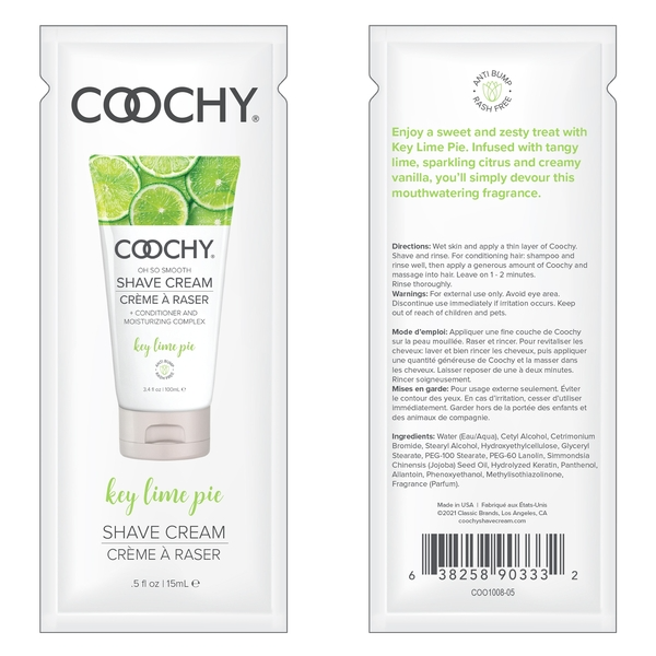 Coochy Key Lime Pie moisturizing shave cream travel size.