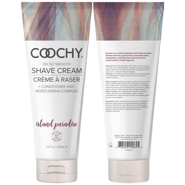 Coochy Island Paradise Shave Cream with conditioner and moisturizing complex.