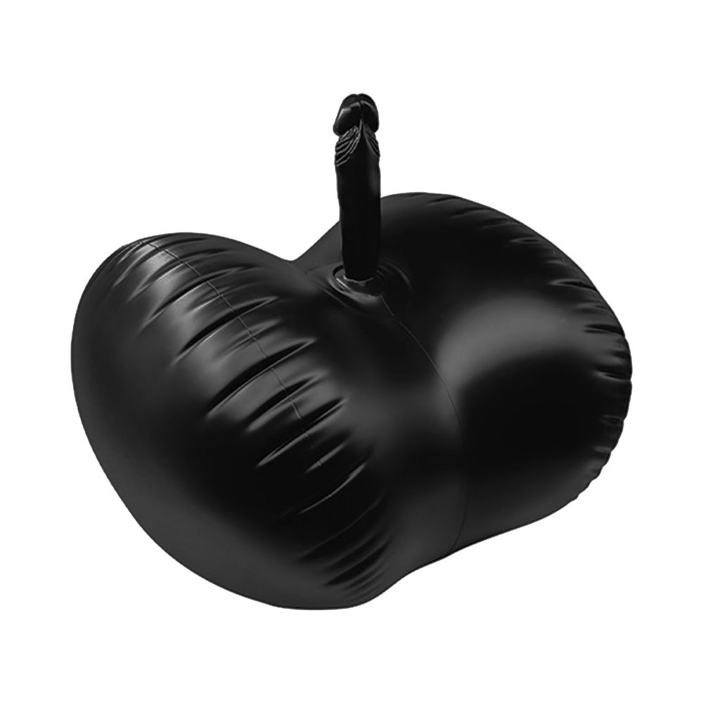 Black inflatable bouncy ball dildo with seat.