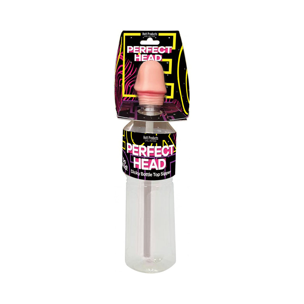 A novelty sipper bottle with a pecker head top.