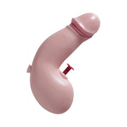 Pink pecker-shaped novelty squirt gun with red pump, holding 8oz of water.