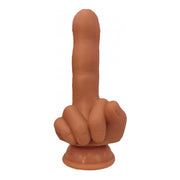 Finger shaped silicone dildo with suction cup base.