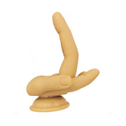 Finger-shaped silicone dildo with a suction cup base.