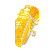 Corn cob shaped mini vibrator in packaging.