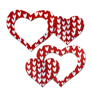 Red heart-shaped nipple pasties with a white heart pattern.