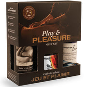Play & Pleasure gift set with toy cleaner, watermelon massage candle, and personal moisturizer.