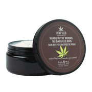 Hemp Seed Naked in the Woods skin butter in a dark brown jar.