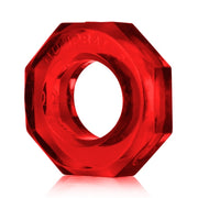 Red octagonal cock ring with "HUMPBALLS" embossed on it.