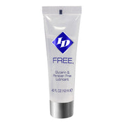 A clear tube of ID Lubricants Sensitive Skin Personal Lubricant with a blue diamond logo.