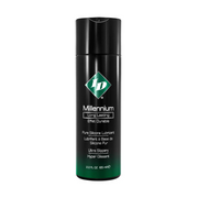 Millennium Long Lasting Pure Silicone Lubricant in a black bottle.