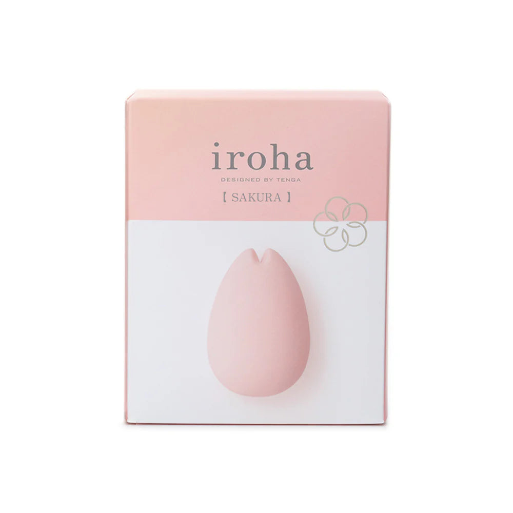 A pink, petal-shaped silicone vibrator with the Iroha brand name.