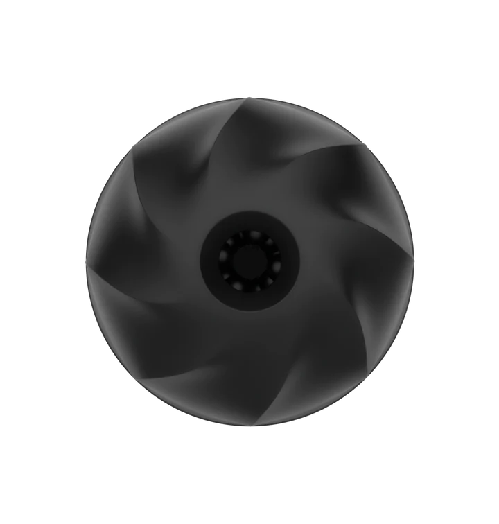 Black TPE stroker sleeve with textured interior and ribbed center.