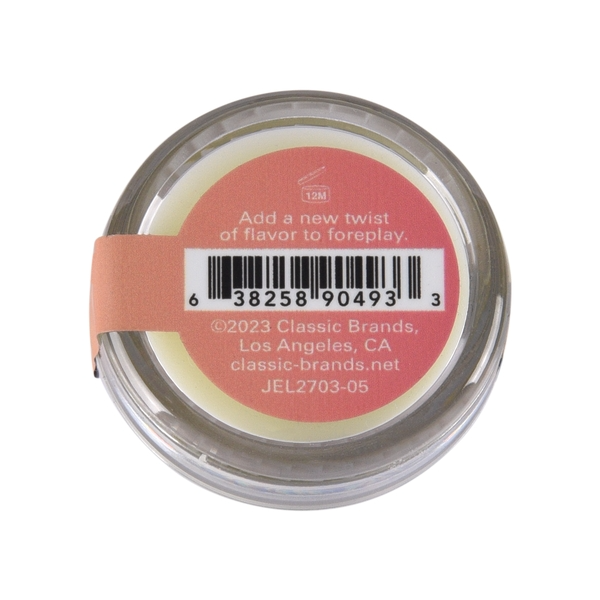 A jar of Pina Colada Nipple Pleasure Balm with product information.