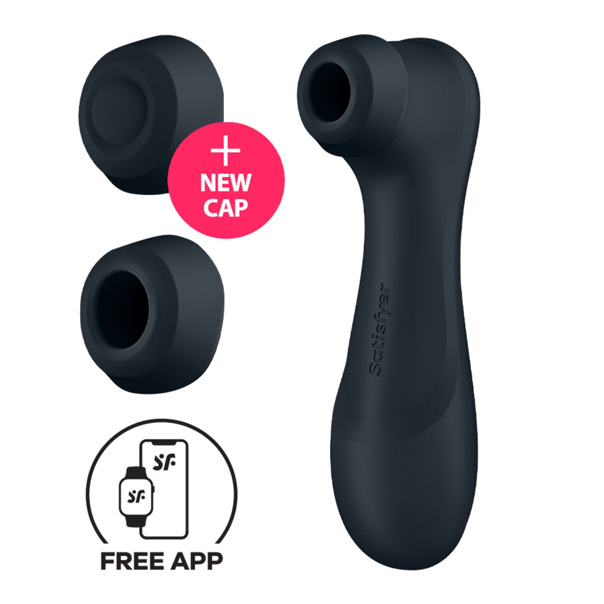 Satisfyer Pro 2 Generation 3 app-controlled clitoral vibrator with two caps.