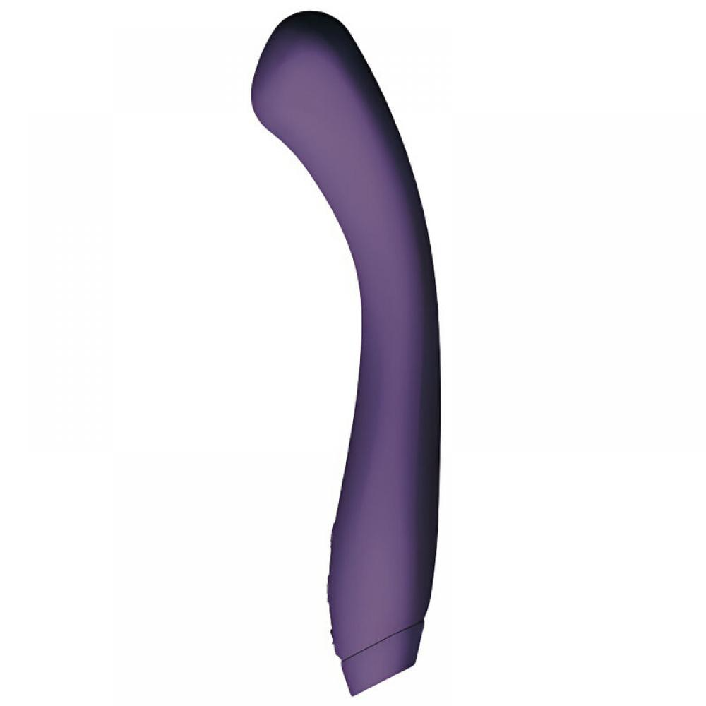 Purple Juno G-spot and clitoral vibrator with a curved design.