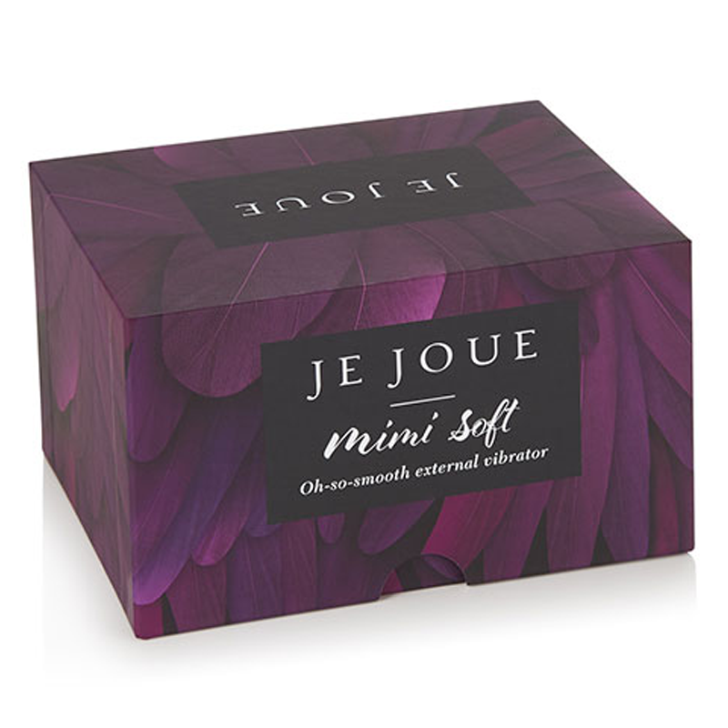 A purple box with feather patterns and "JE JOUE Mimi Soft" text.
