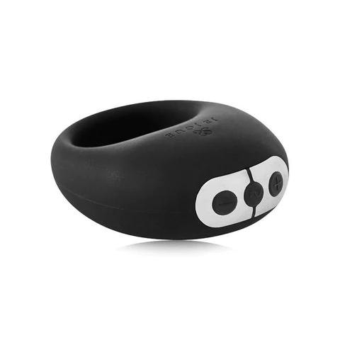 Black vibrating cock ring with three control buttons.