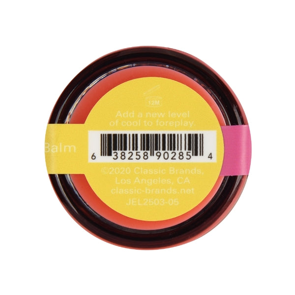 A round container of pink lemonade flavored cooling nipple tingle balm.