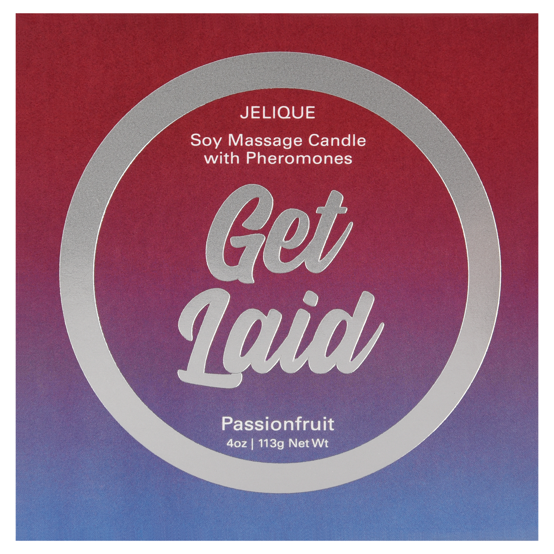 Pheromone massage candle with passion fruit scent.