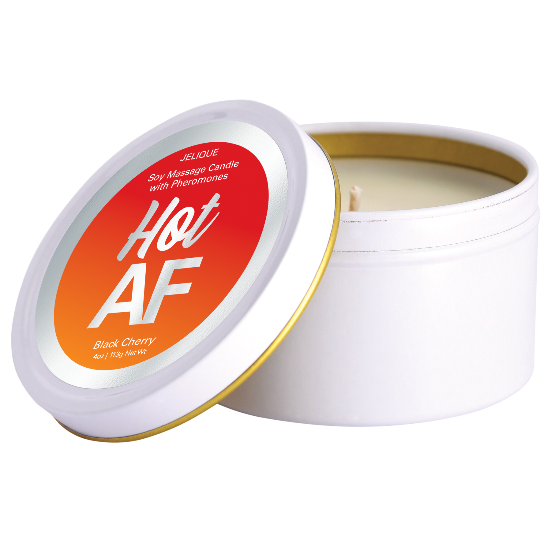 JELIQUE Hot AF Black Cherry soy massage candle with pheromones.