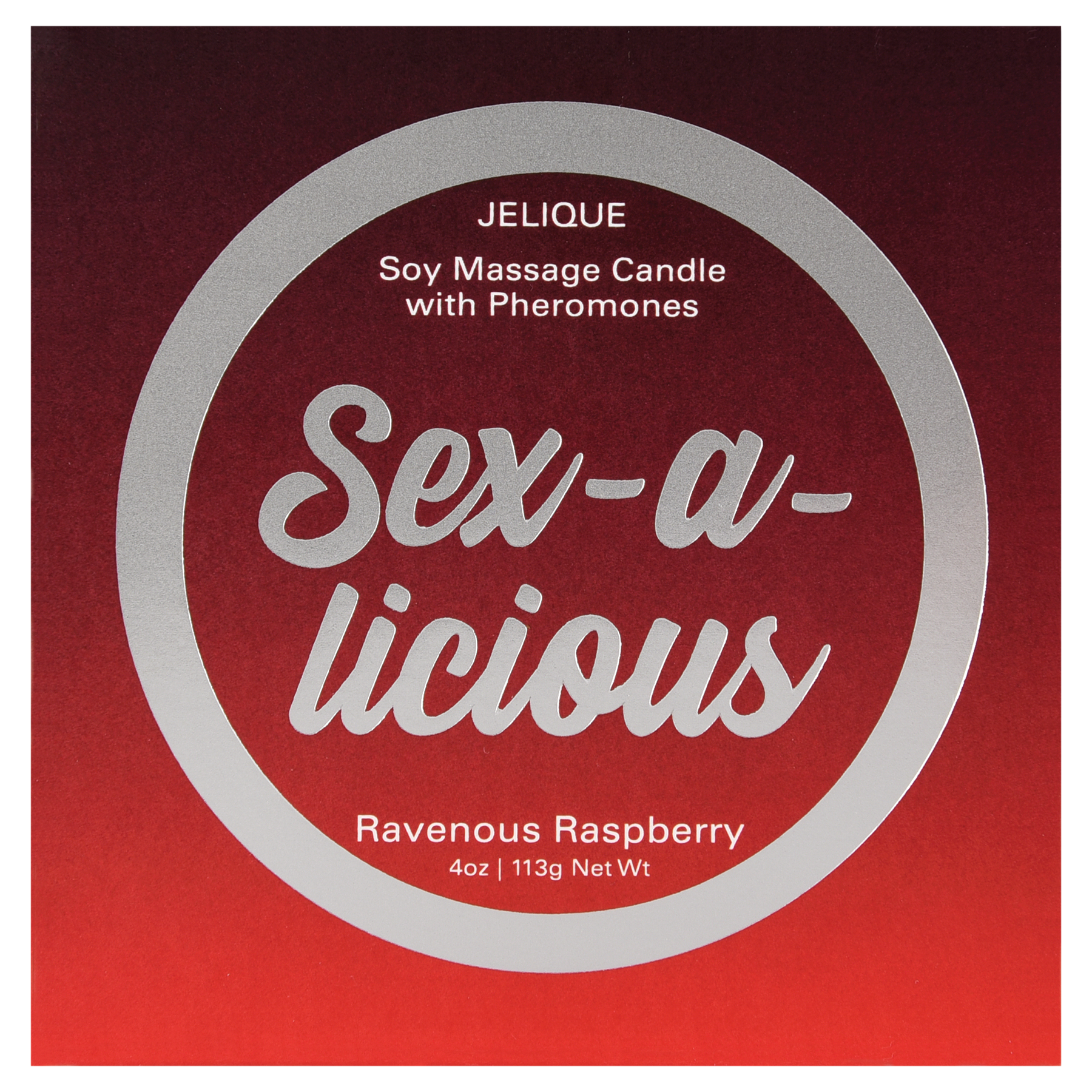 JELIQUE Soy Massage Candle with Pheromones, Sex-a-licious, Ravenous Raspberry.