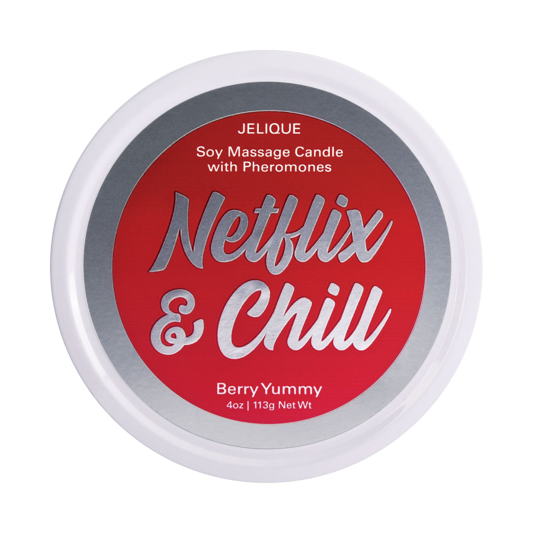 JELIQUE Soy Massage Candle with Pheromones, Netflix & Chill, Berry Yummy scent.