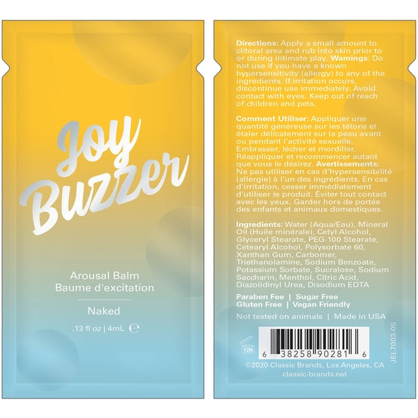 Joy Buzzer arousal balm in Naked flavor.