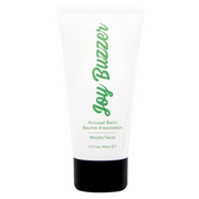 A white tube of Joy Buzzer Arousal Balm in Mojito Twist flavor.