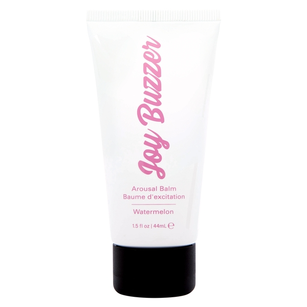 A white tube of Joy Buzzer Watermelon Arousal Balm.