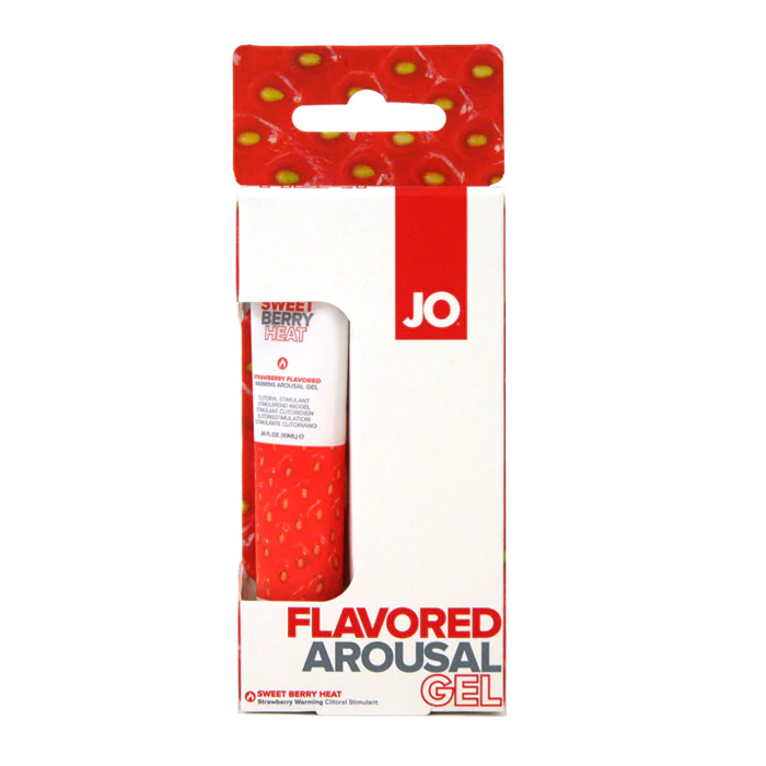 Sweet Berry Heat Arousal Gel in a strawberry-patterned box.