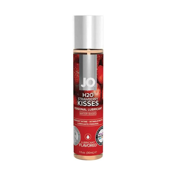 JO H2O Strawberry Kisses personal lubricant in a 1oz bottle.