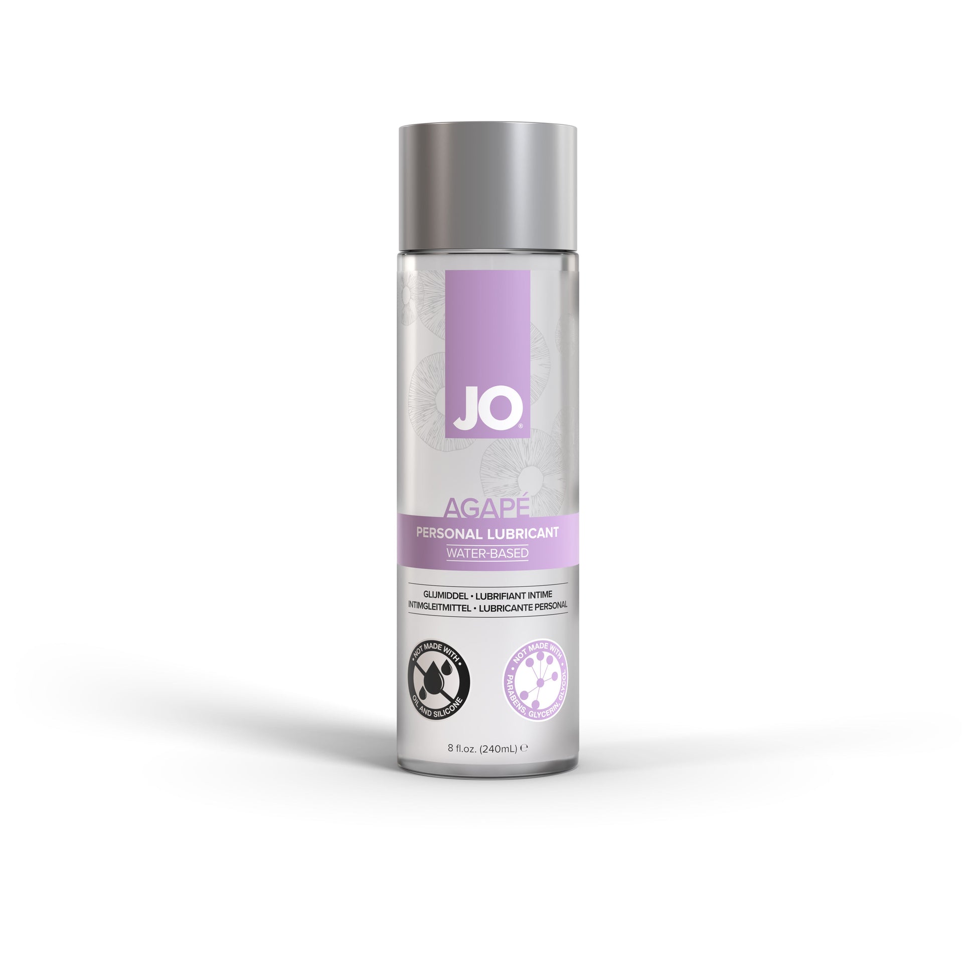 A bottle of JO Agape Original Water-Based Personal Lubricant.