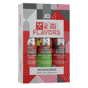 JO Flavored Lubricant Sampler Pack with three 1oz bottles.