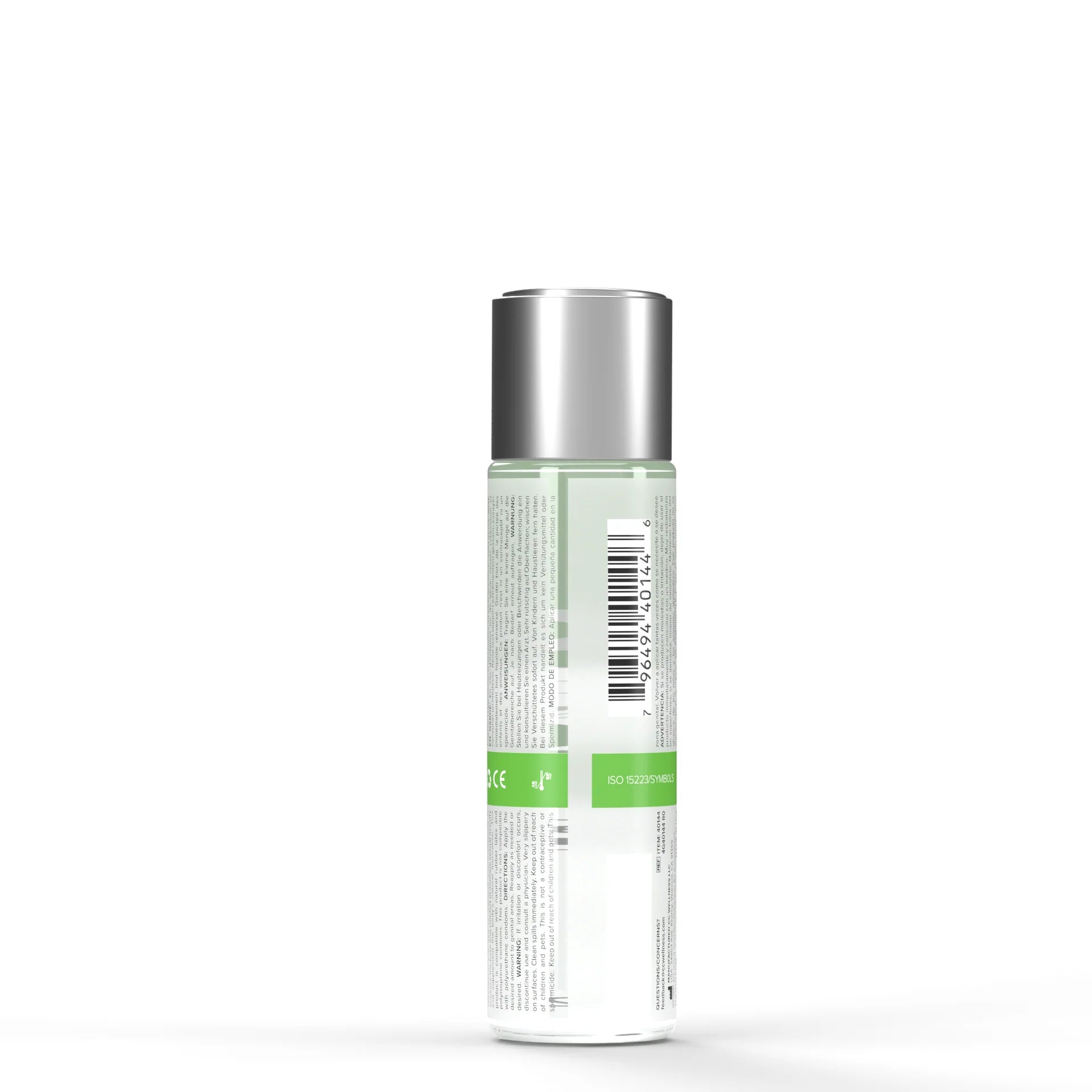 A bottle of JO Aloe Water-Based Lubricant with a silver cap.