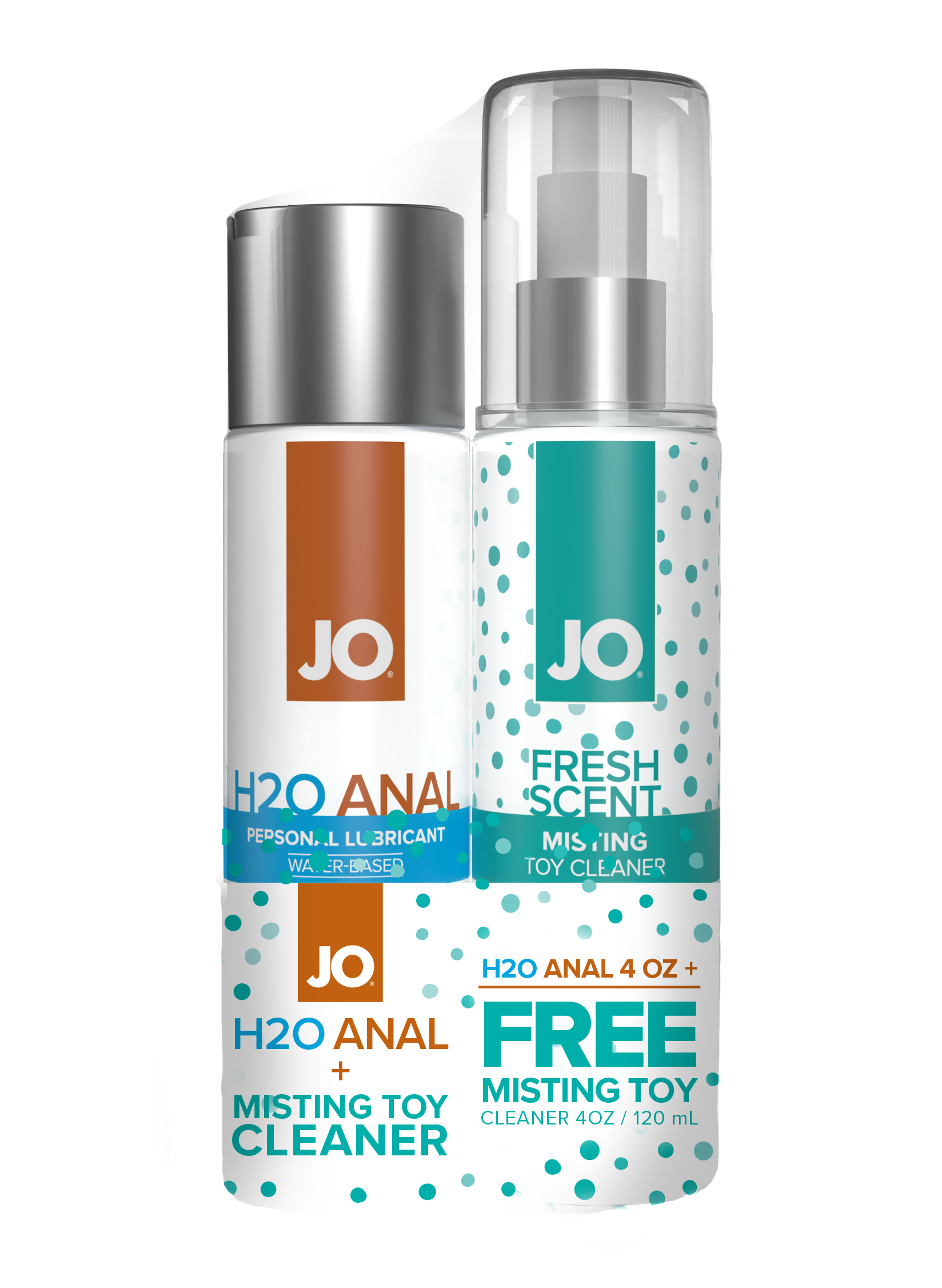 Two bottles of JO H2O Anal lubricant and toy cleaner.