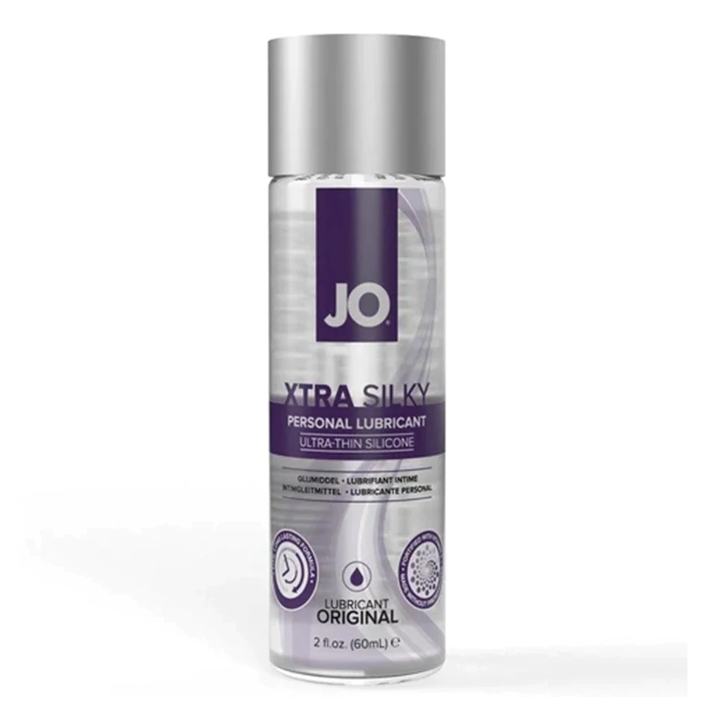 JO XTRA SILKY silicone personal lubricant bottle with Vitamin E.