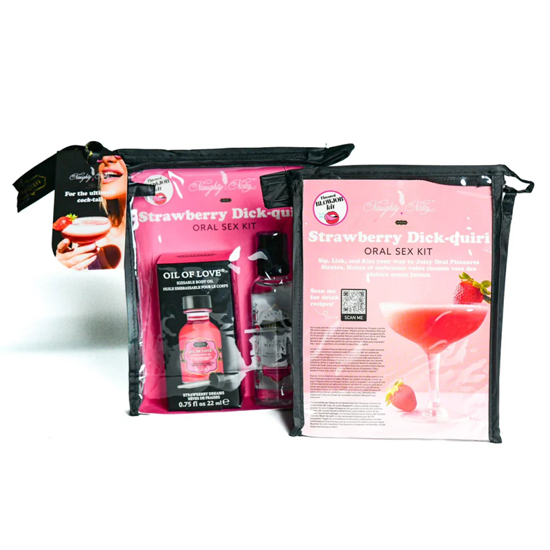 Strawberry Oral Sex Cocktail Kit with flavored lube and body oil.