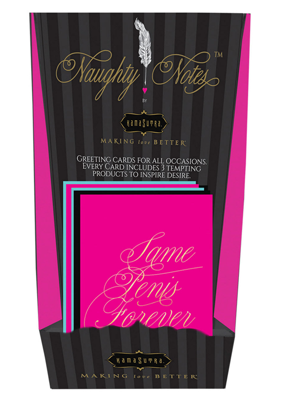 Naughty Notes greeting card set by Kama Sutra with tempting products.