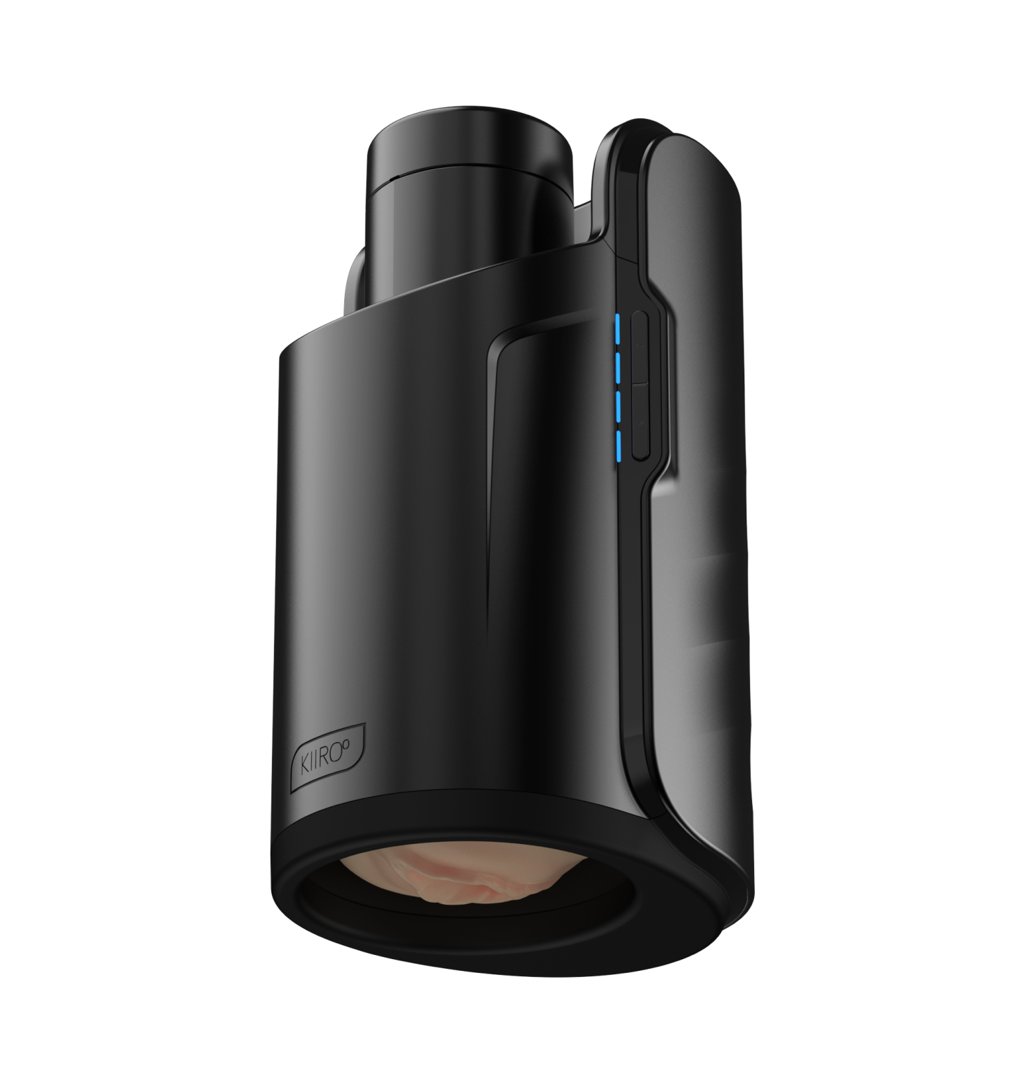 Black Keon automatic masturbator with blue indicator lights and a realistic sleeve.