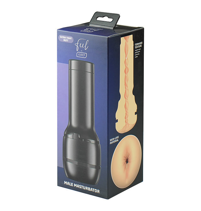 A black male masturbator box with images of the stroker and its interior.