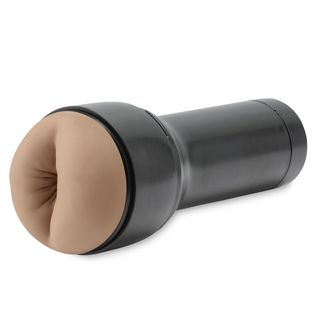 Realistic TPE butt stroker with a textured interior and black exterior.