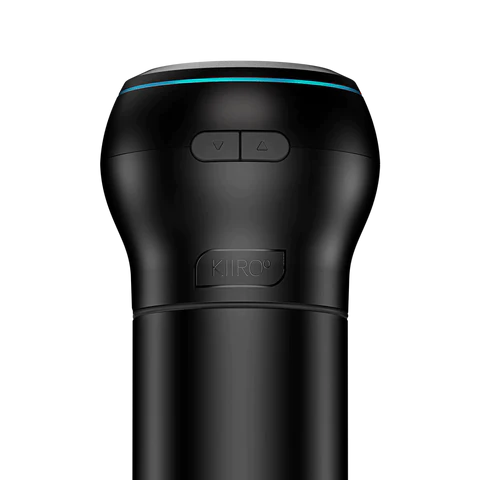 Black Kiiroo PowerBlow attachment with blue light ring and two buttons.