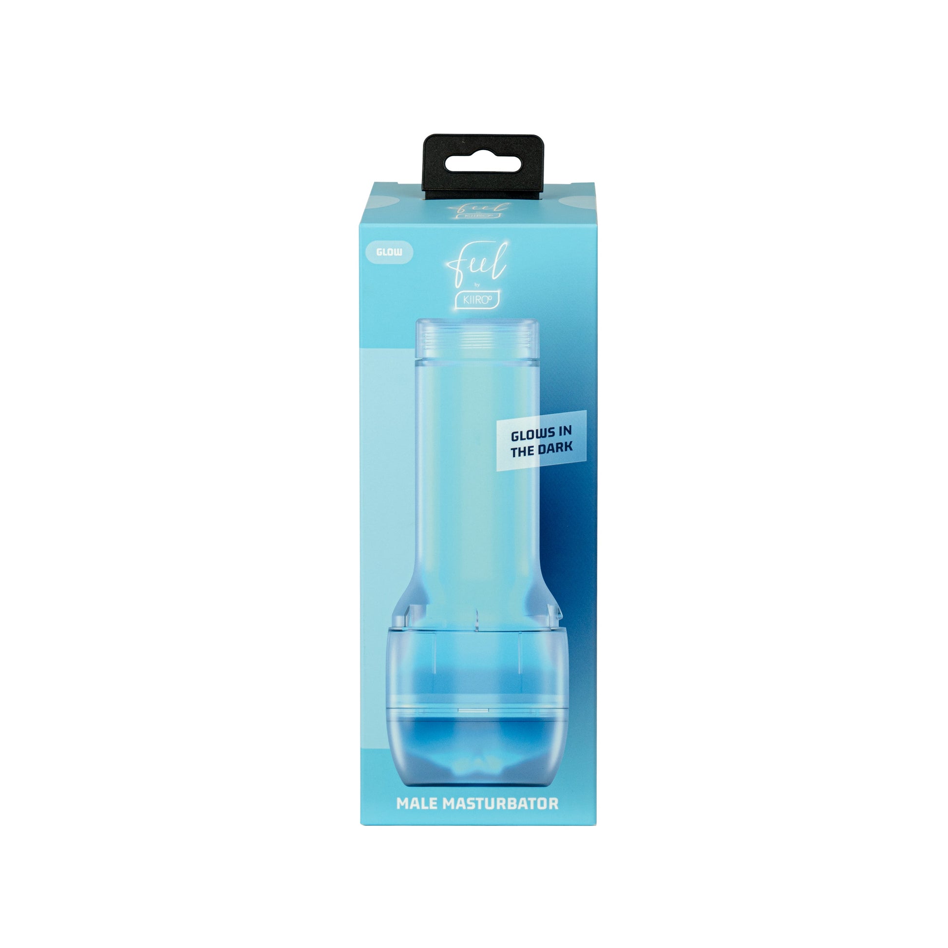 FeelGlow Glow-in-the-Dark Stroker by Kiiroo in blue packaging.