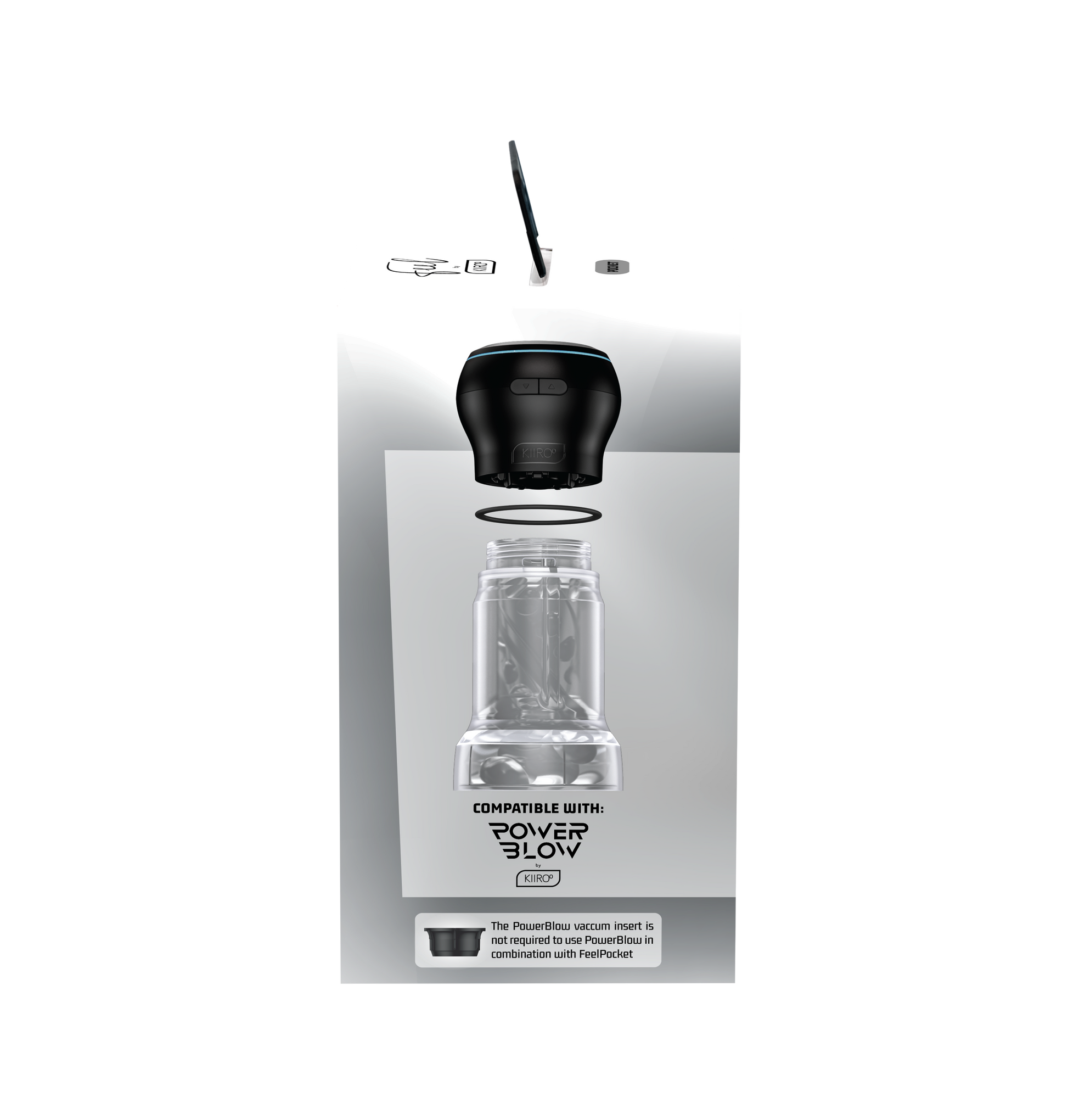 Transparent male masturbator with internal ribbed texture and buttons.