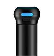 Black Kiiroo stroker controller with blue buttons and a light strip.