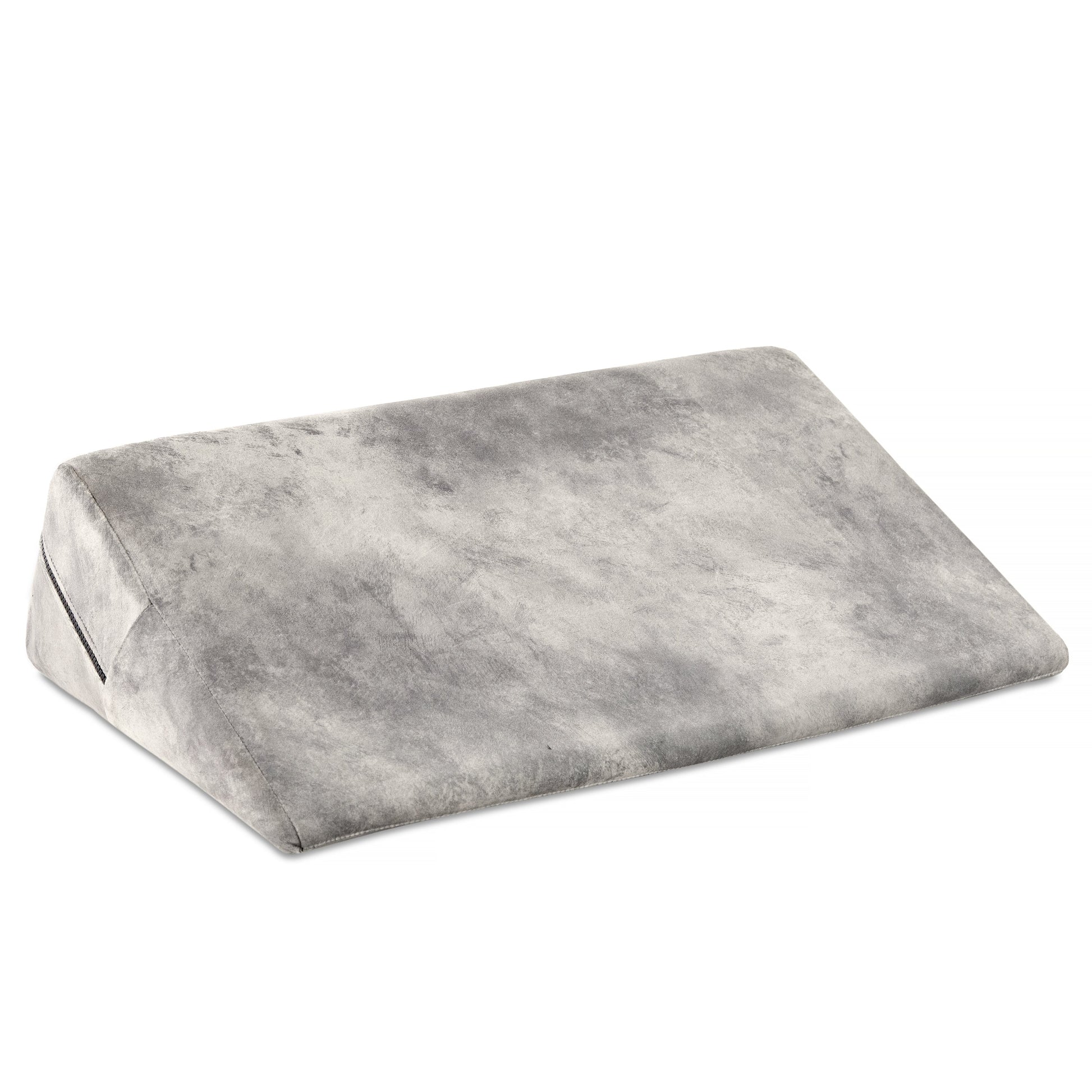 Silver velvet wedge positioning pillow with a textured surface.
